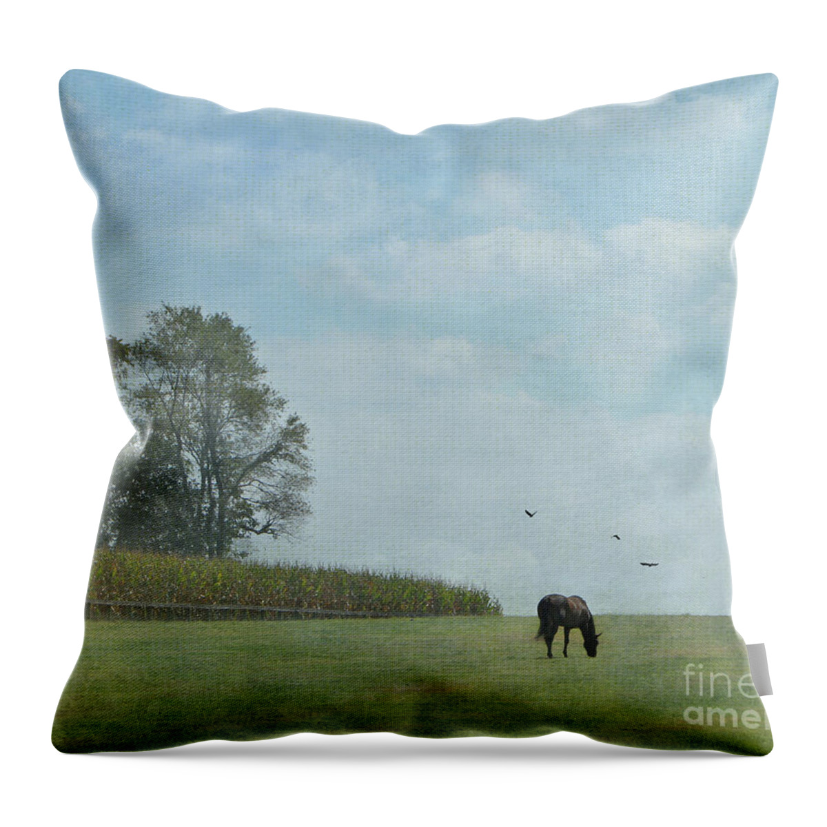 Landscape Throw Pillow featuring the digital art No Worries by Michelle Twohig