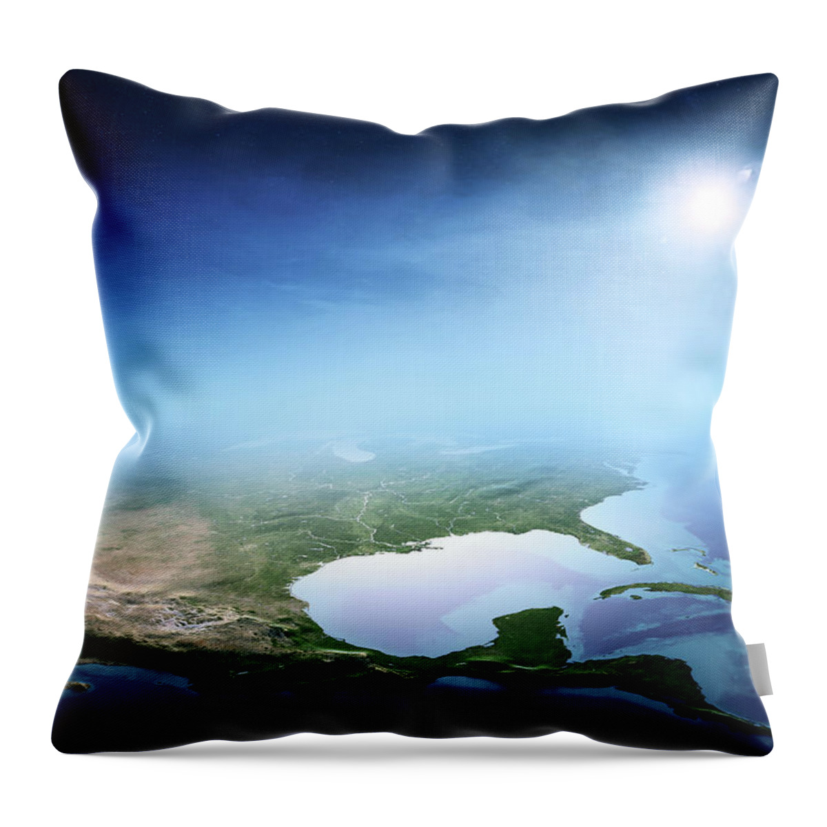 Earth Throw Pillow featuring the photograph North America sunrise aerial view by Johan Swanepoel