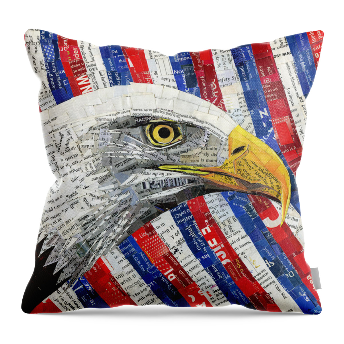 Eagle Throw Pillow featuring the mixed media North American Bald Eagle by Shawna Rowe