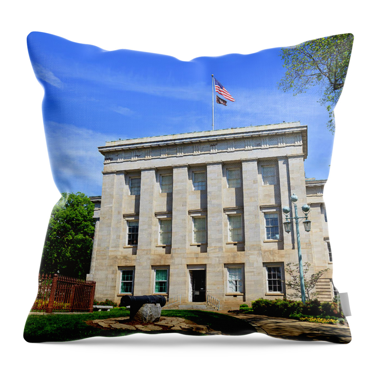Bicentennial Plaza Throw Pillow featuring the photograph North Carolina State Capitol Building by Jill Lang