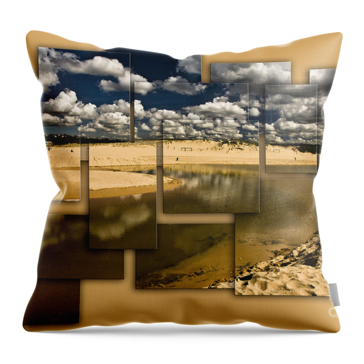 Collage Throw Pillow featuring the photograph North Curl Curl Lagoon collage by Sheila Smart Fine Art Photography