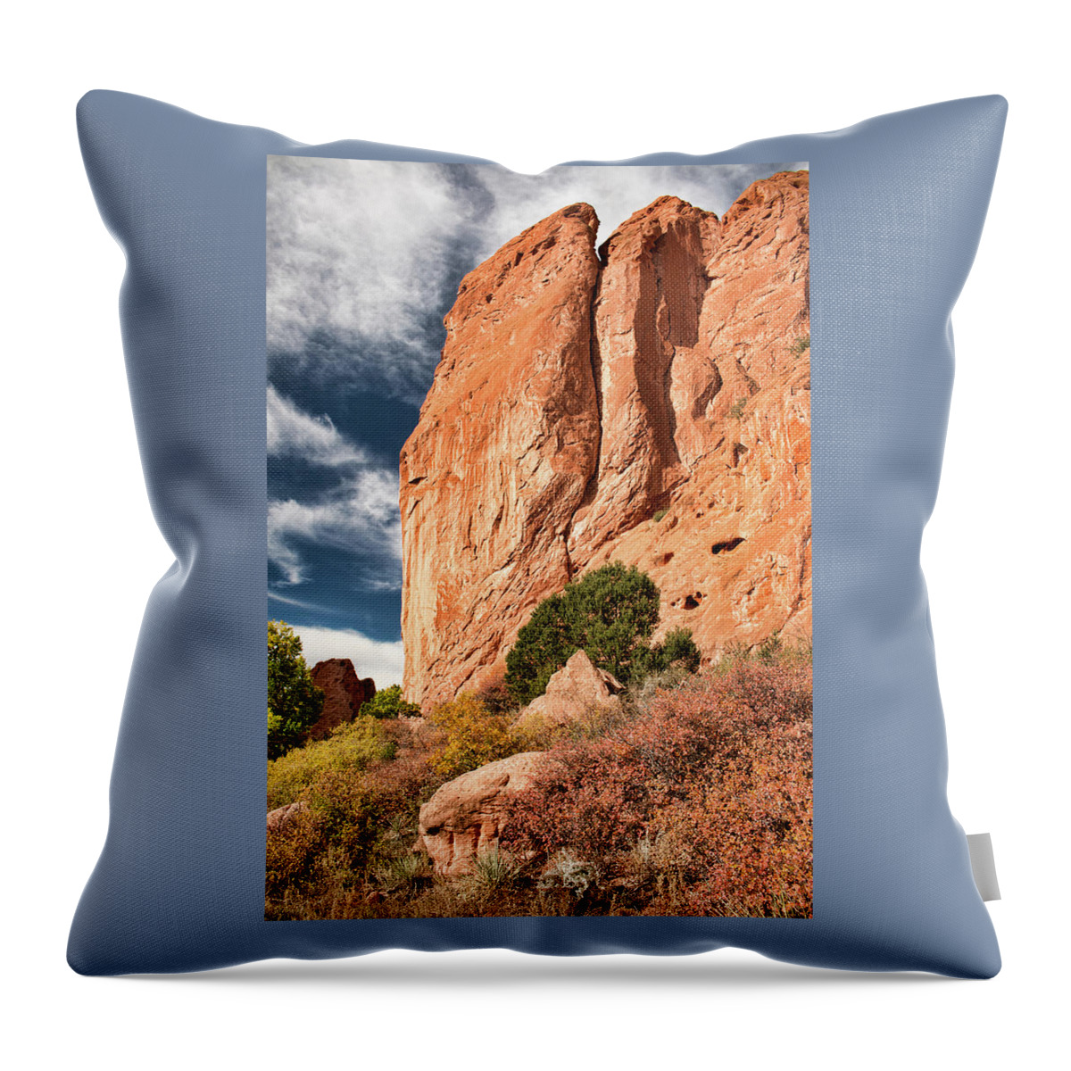 Garden Of The Gods Throw Pillow featuring the photograph North Gateway Rock - Garden of The Gods by Kristia Adams