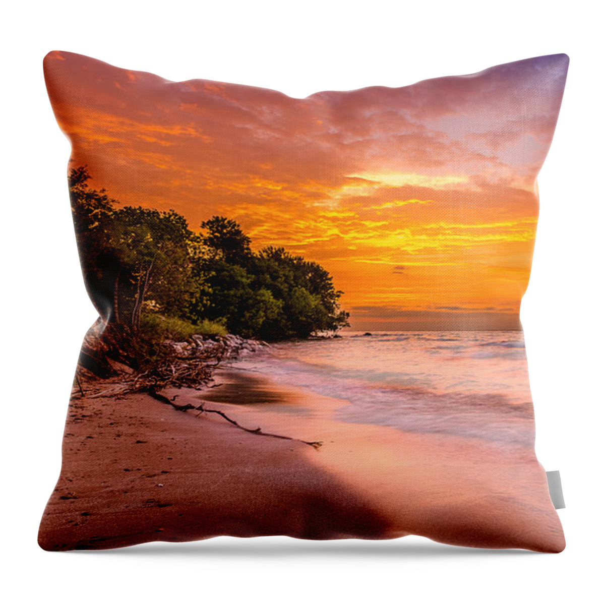 Bradford Beach Throw Pillow featuring the photograph North Point Sunrise by Andrew Slater