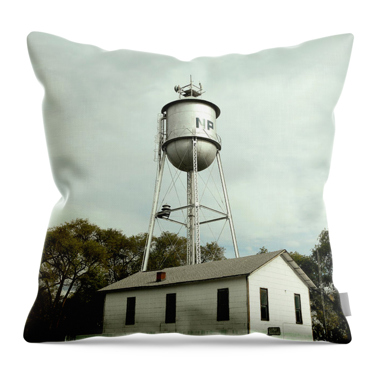 Small Town Throw Pillow featuring the photograph North Powder City Hall, police station and Library by Jeff Swan