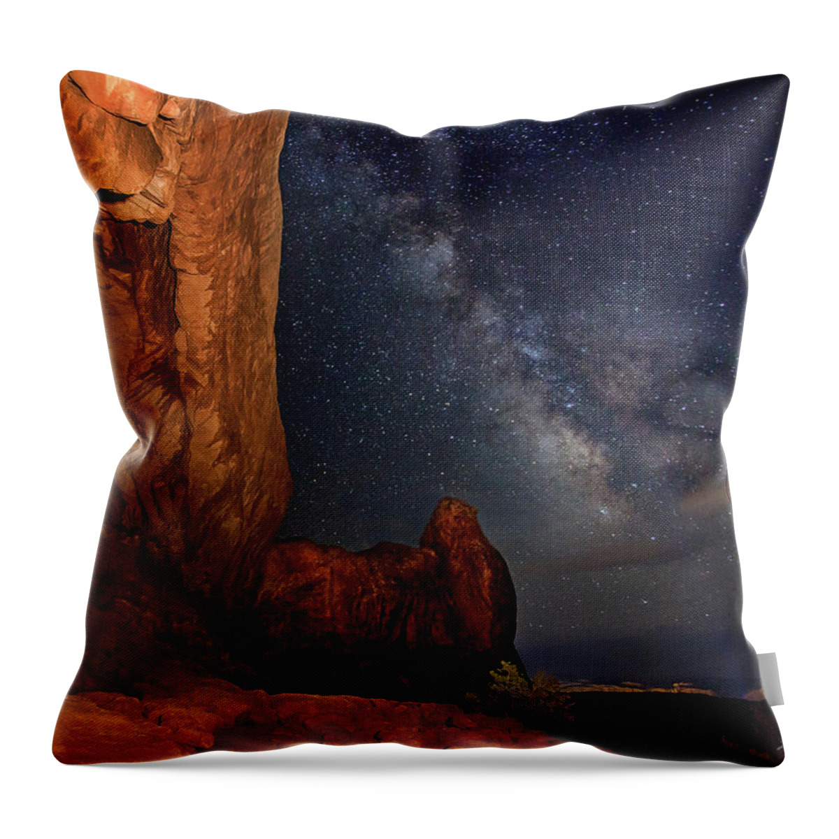 Arches National Park Throw Pillow featuring the photograph North Window and The Milky Way by Dan Norris