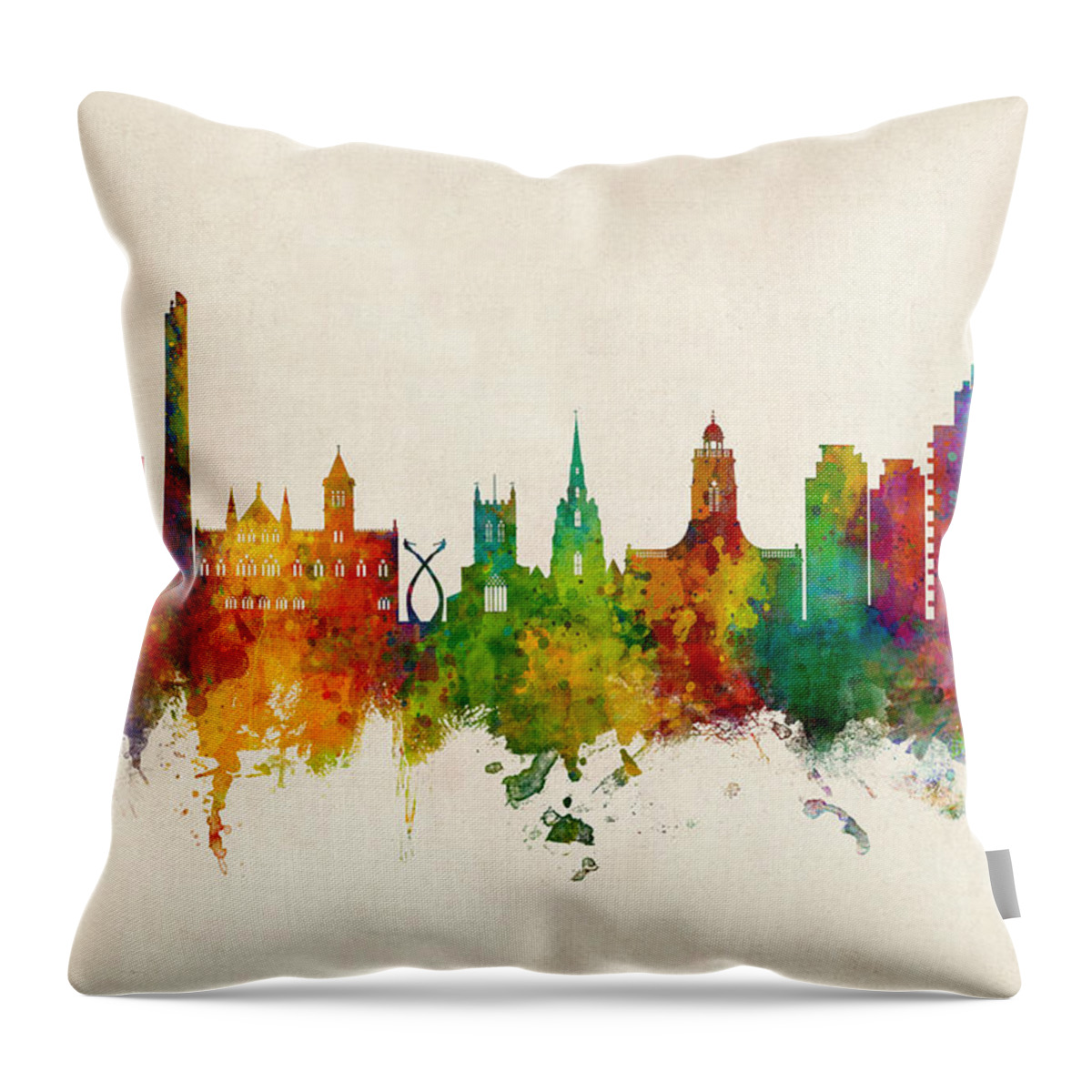 Northampton Throw Pillow featuring the digital art Northampton England Skyline by Michael Tompsett