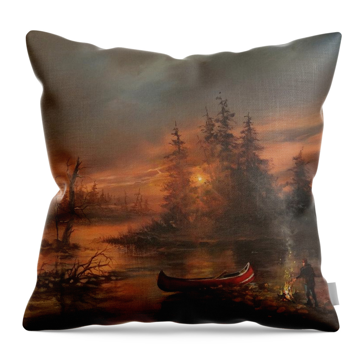 Lake Throw Pillow featuring the painting Northern Solitude by Tom Shropshire