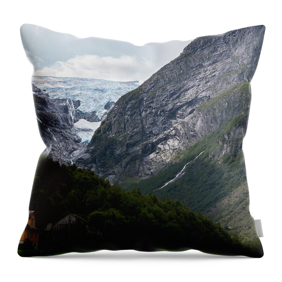Jostedalsbreen Norway Throw Pillow featuring the photograph Norway Glacier Jostedalsbreen by Andy Myatt