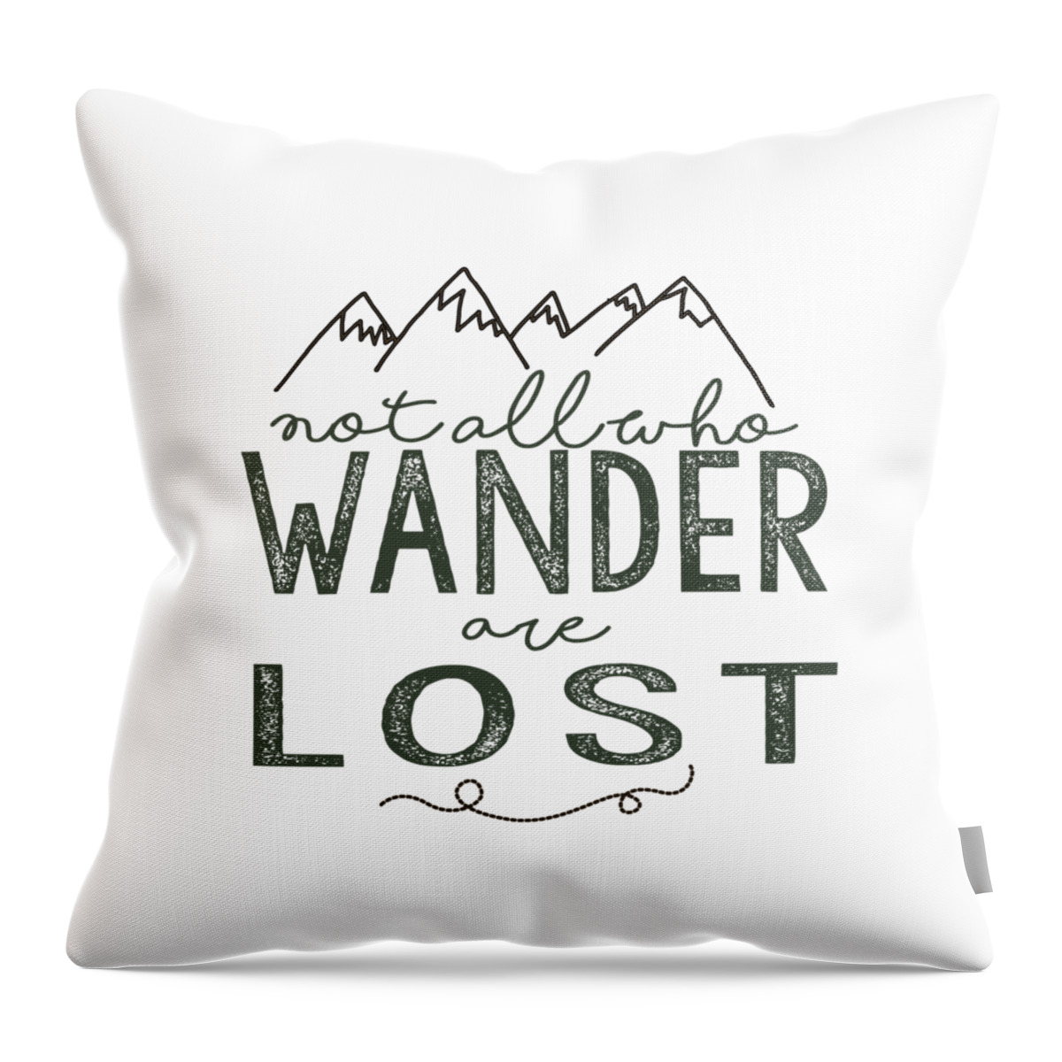 Not All Who Wander Are Lost Throw Pillow featuring the digital art Not All Who Wander Green by Heather Applegate
