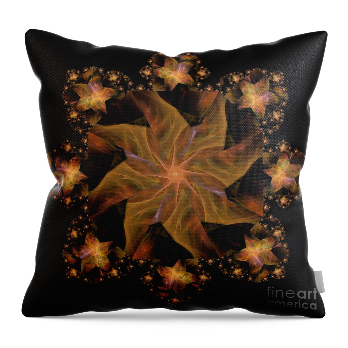 Star Throw Pillow featuring the digital art Not So Black Star / Kaleidoscope  by Elizabeth McTaggart