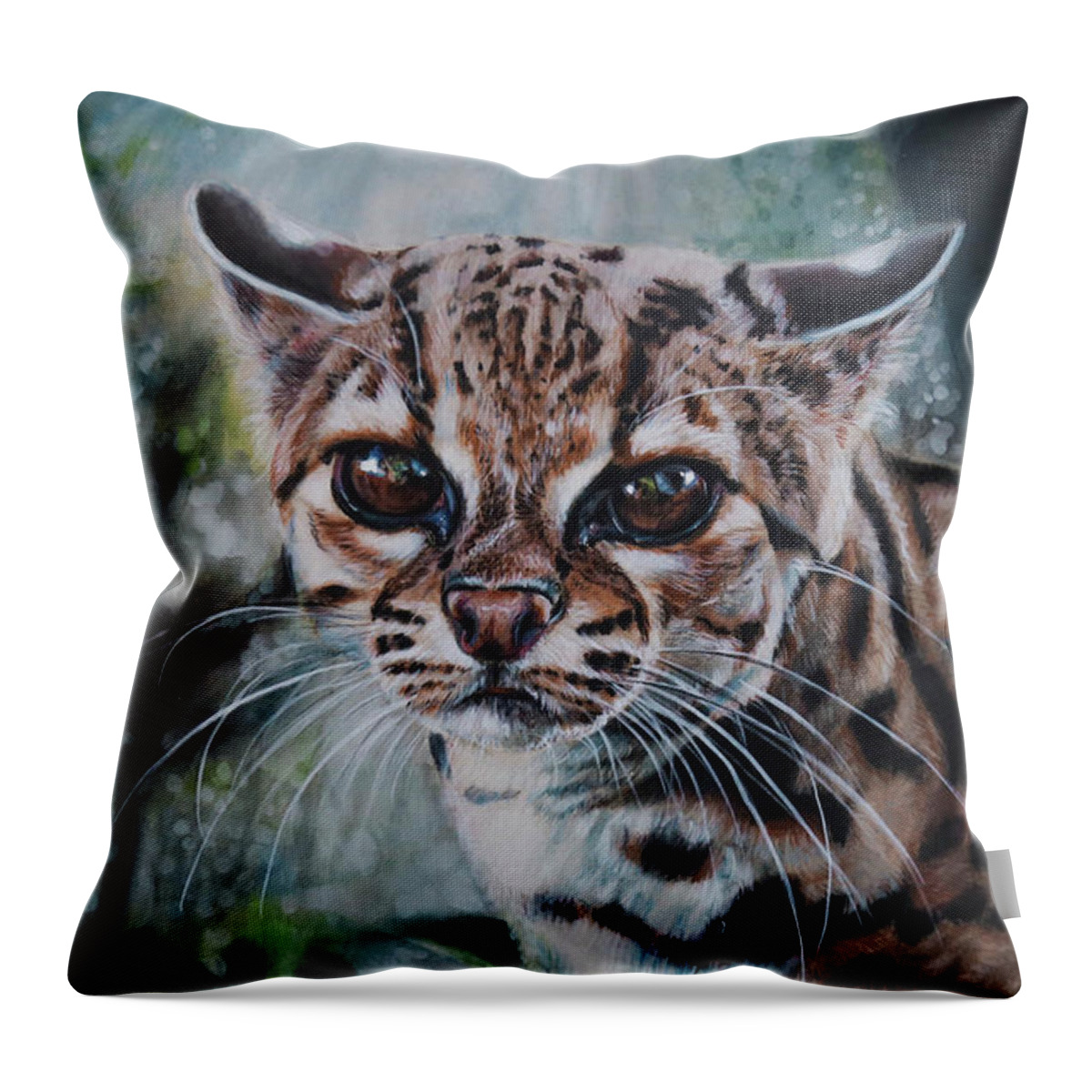 Margay Throw Pillow featuring the painting Not Today by Lachri