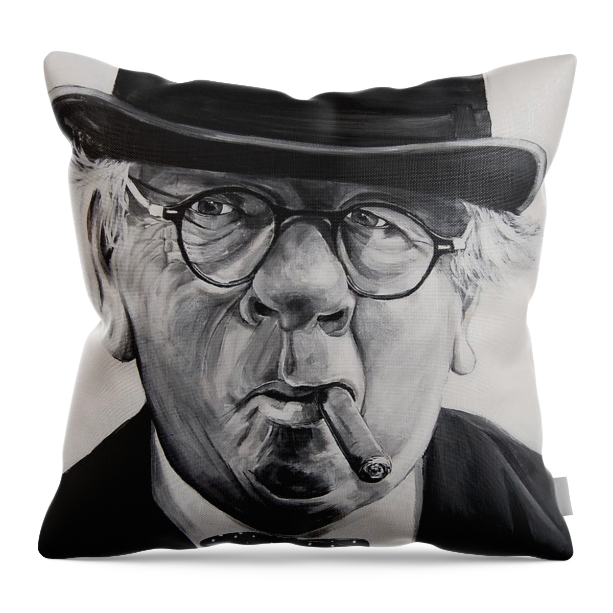 Senior Man Throw Pillow featuring the painting Nothing Like A Good Cigar by Jean Cormier