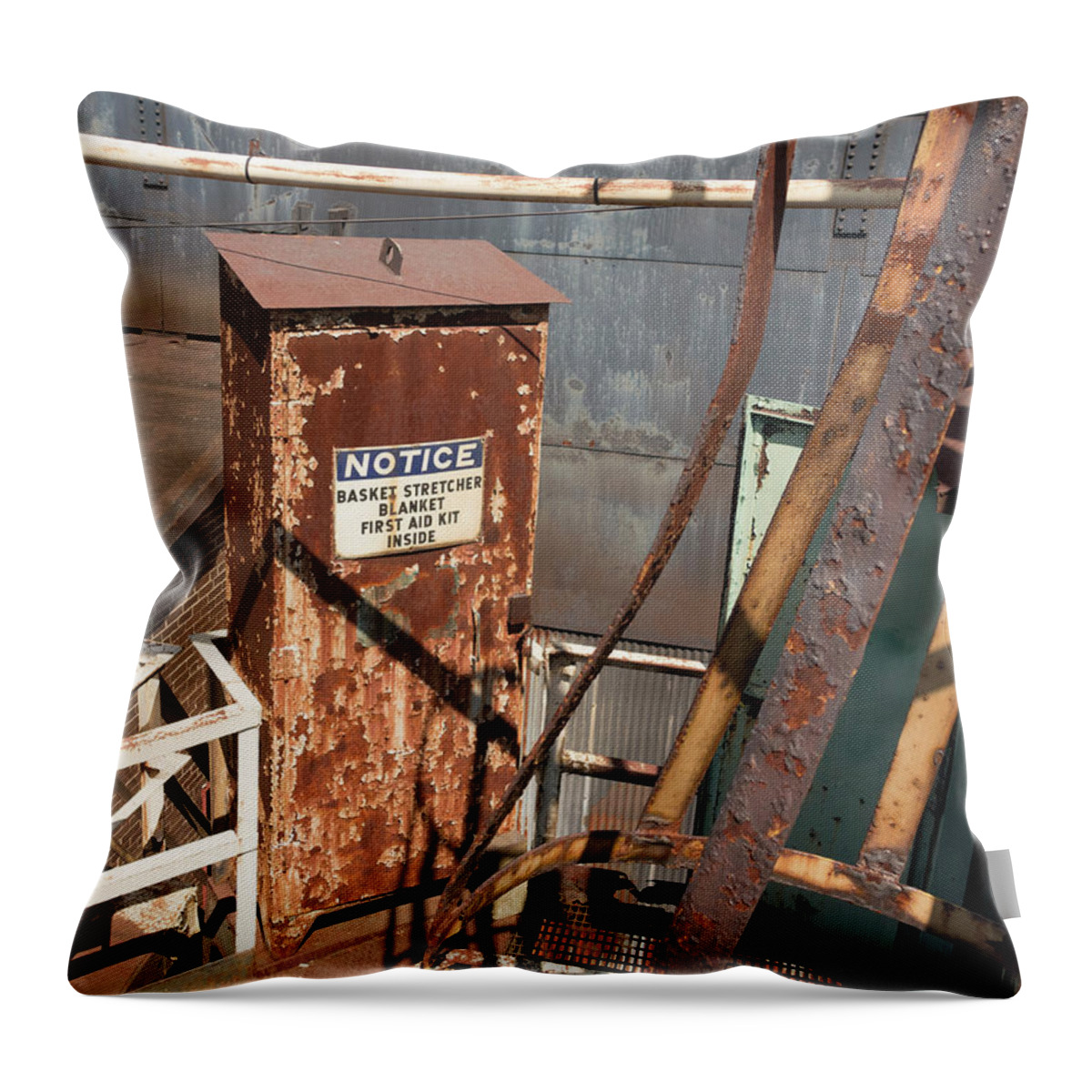 Rust Throw Pillow featuring the photograph Notice by Jessica Levant