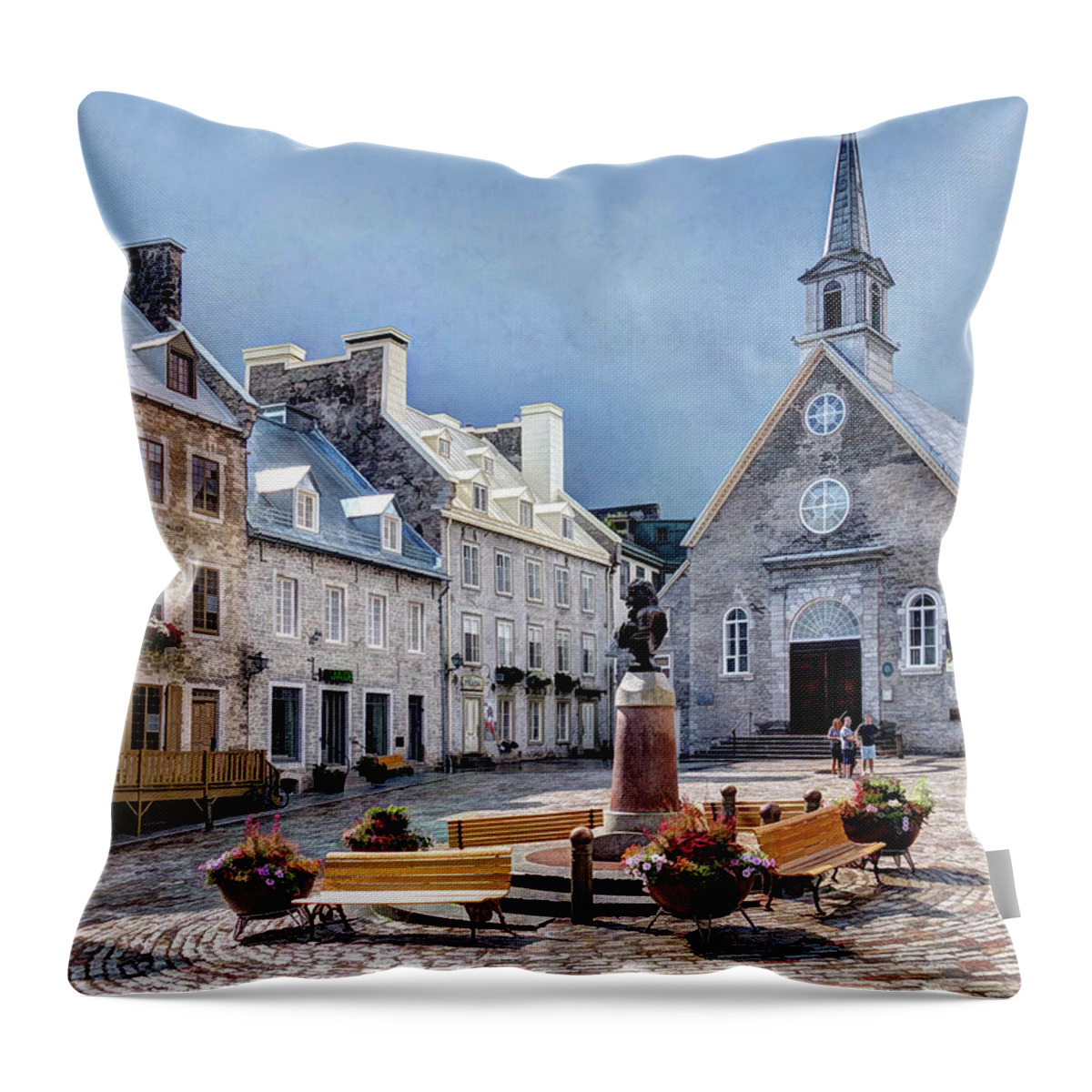 Quebec City Throw Pillow featuring the photograph Notre-Dame-des-Victoires Church by David Thompsen