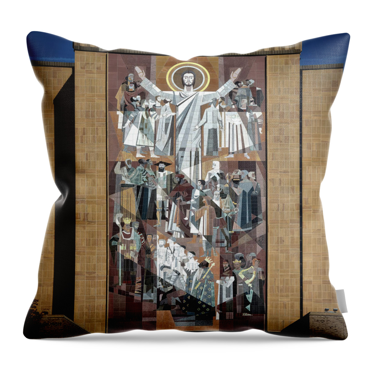 Notre Dame University Throw Pillow featuring the photograph Notre Dame's Touchdown Jesus by Mountain Dreams