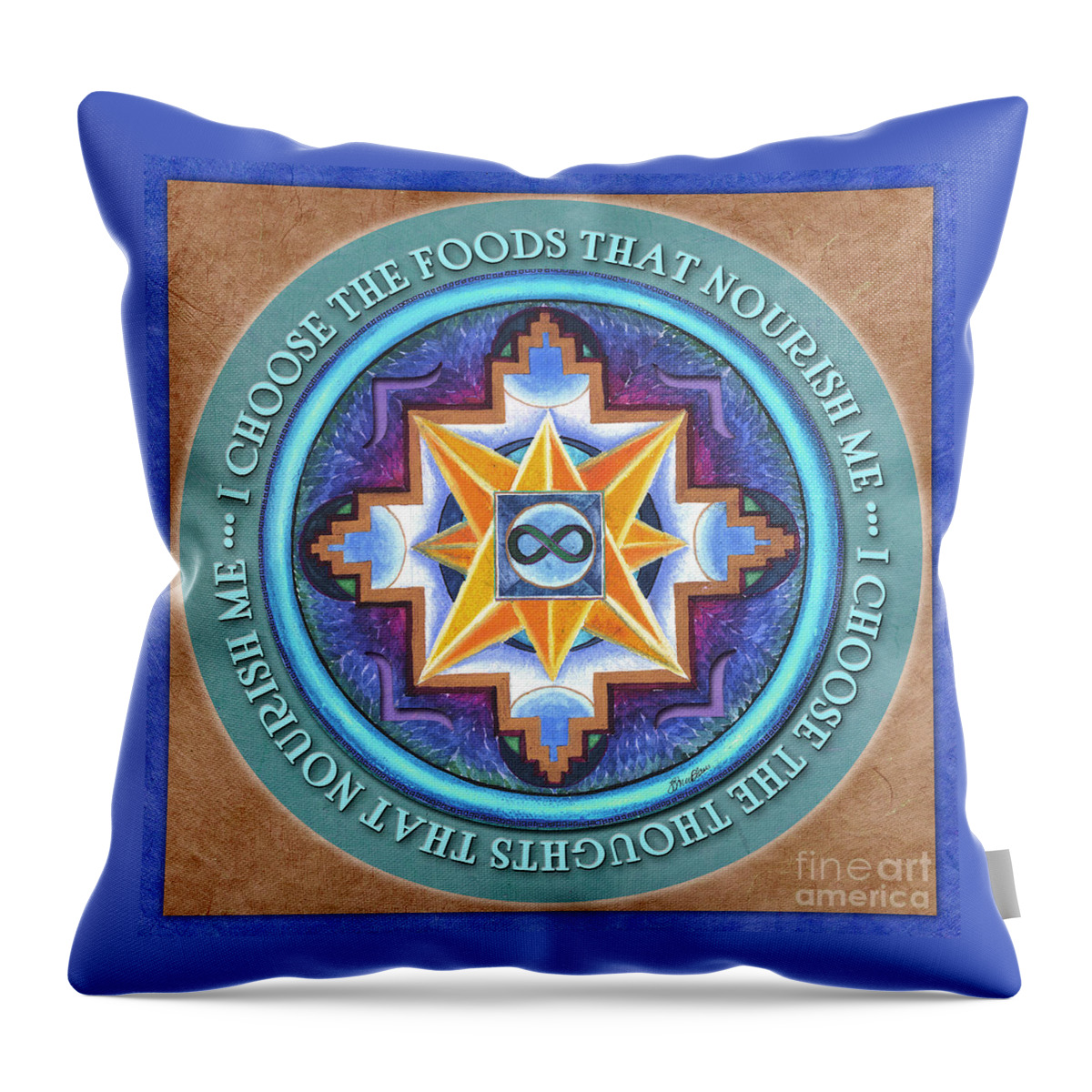 Mandala Throw Pillow featuring the painting Nourish Mandala Prayer by Jo Thomas Blaine