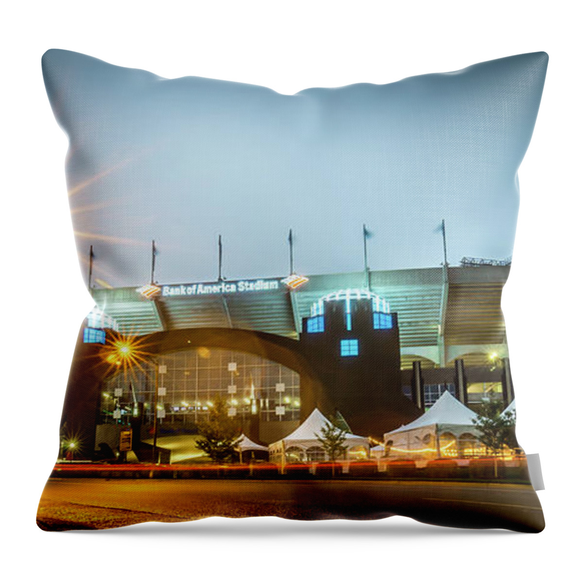 2014 Throw Pillow featuring the photograph November, 2017, charlotte, nc, usa - night view of carolina pant by Alex Grichenko