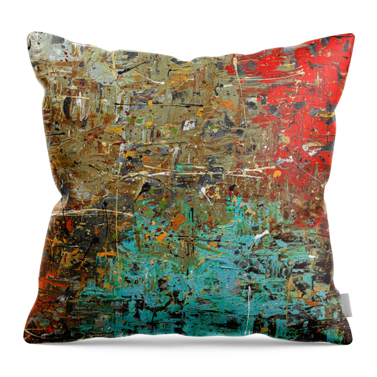 Abstract Art Throw Pillow featuring the painting Now or Never by Carmen Guedez