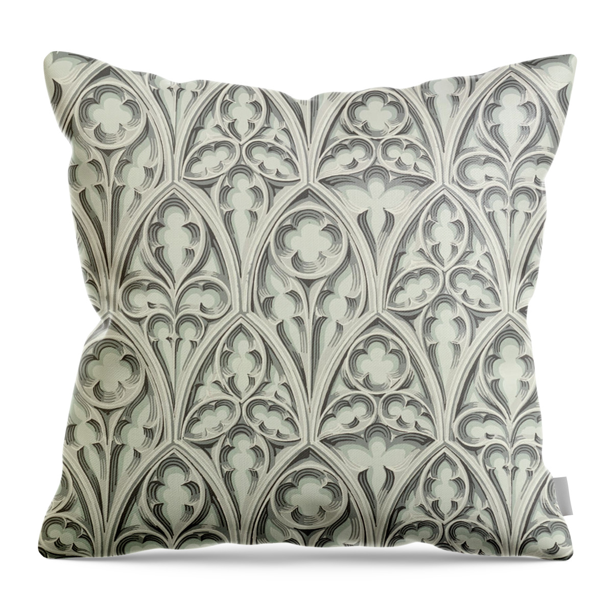 Geometric Pattern; Gothic; Ecclesiastic Throw Pillow featuring the tapestry - textile Nowton Court by Augustus Welby Pugin