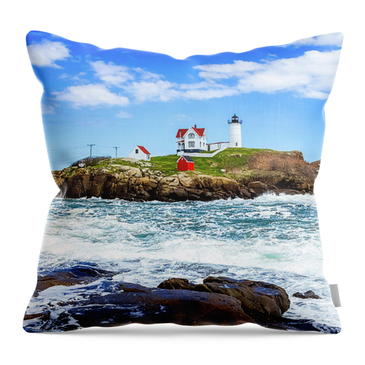 Cape Neddick Throw Pillow featuring the photograph Nubble Light 1x2 by Robert Clifford