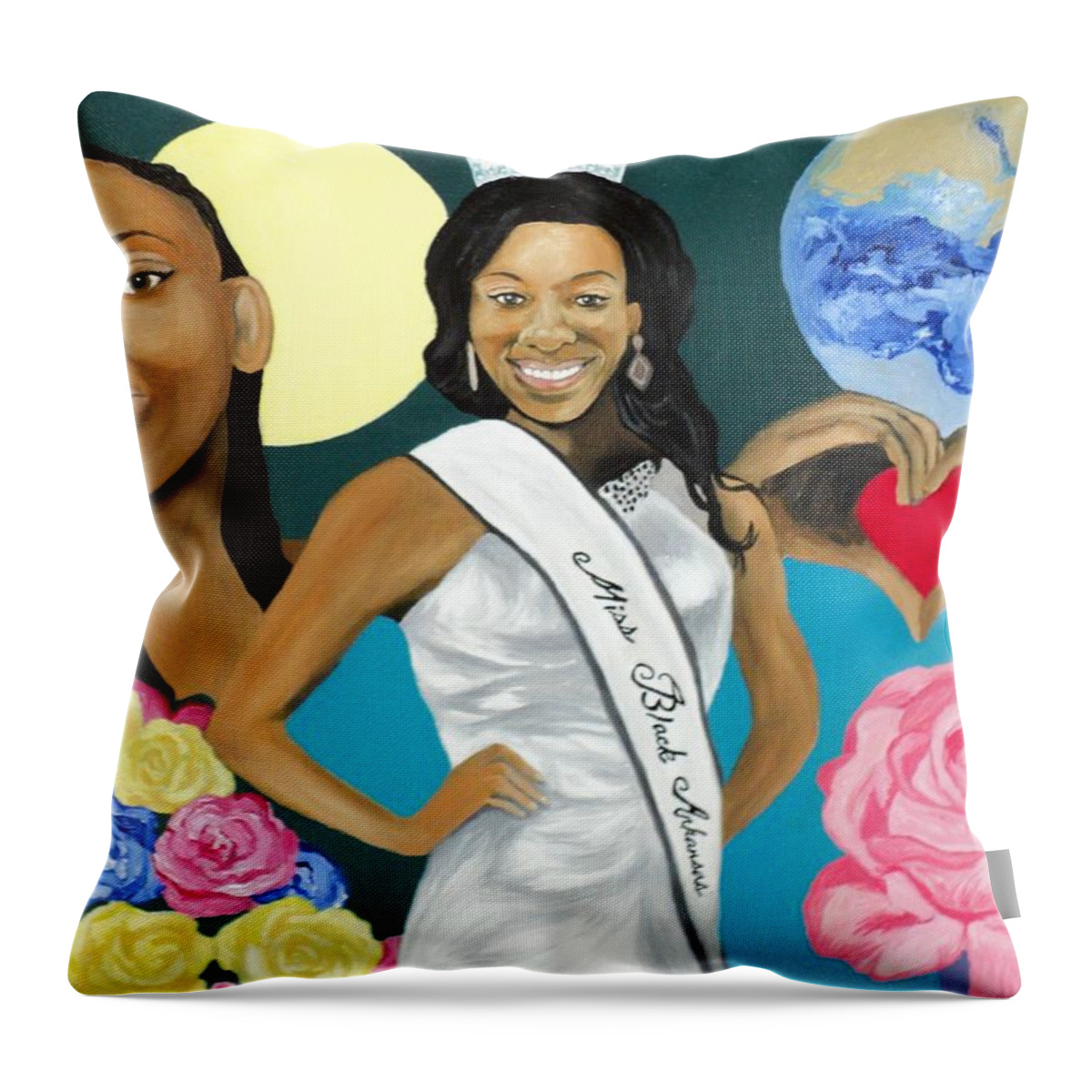Princess Throw Pillow featuring the painting Nubian Princess by Angelo Thomas