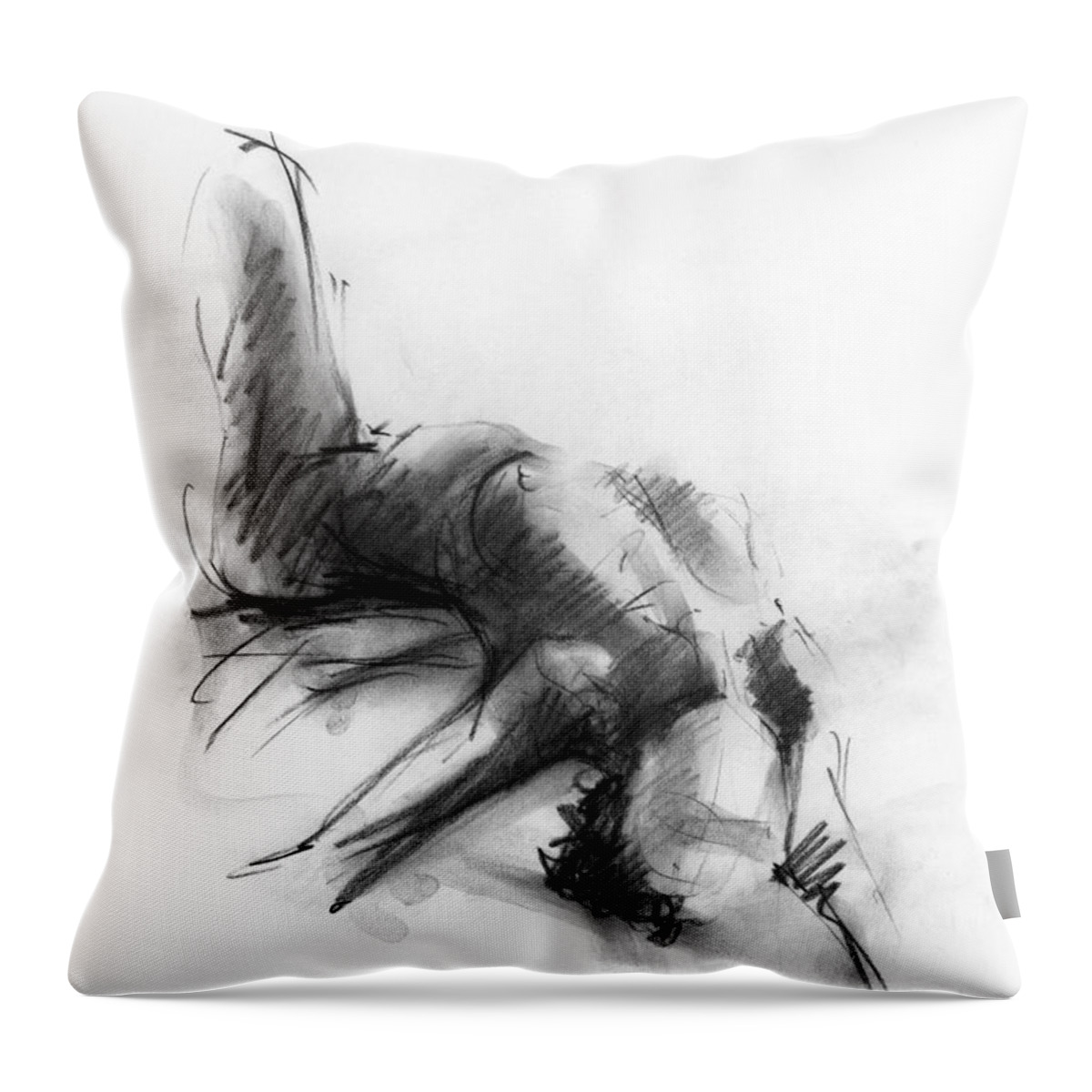 Nude Throw Pillow featuring the drawing Nude 4 by Ani Gallery