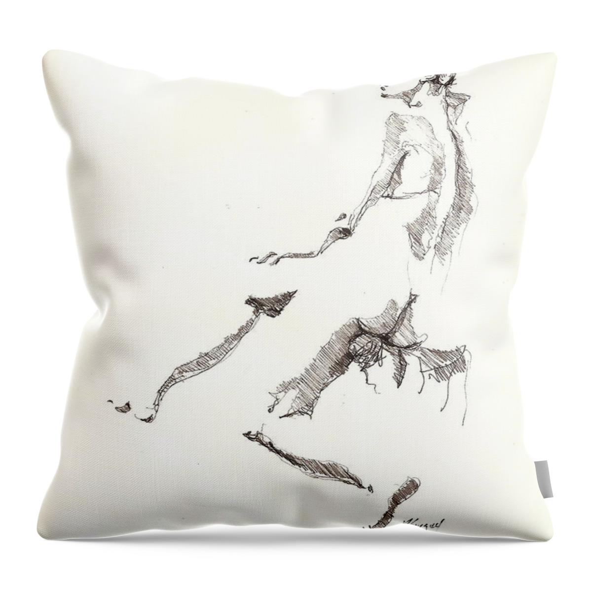Nude Throw Pillow featuring the drawing Nude 7 by R Allen Swezey