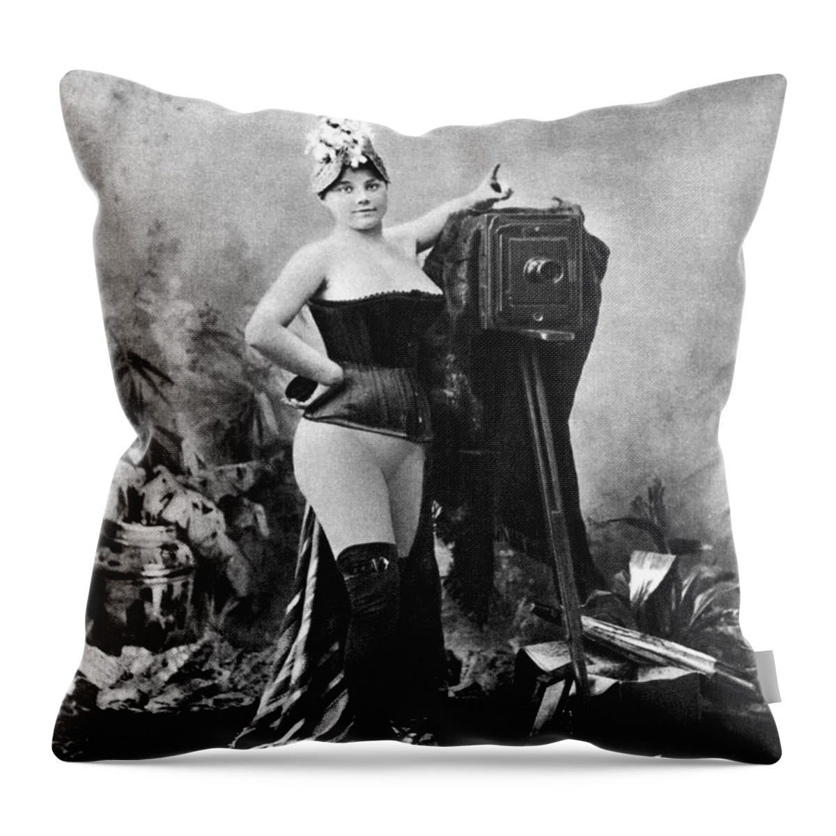  Throw Pillow featuring the painting NUDE AND CAMERA, c1880 by Granger
