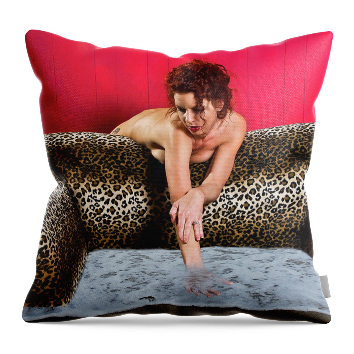 Female Nude Throw Pillow featuring the photograph Nude Penetrating the Surface  by Harry Spitz