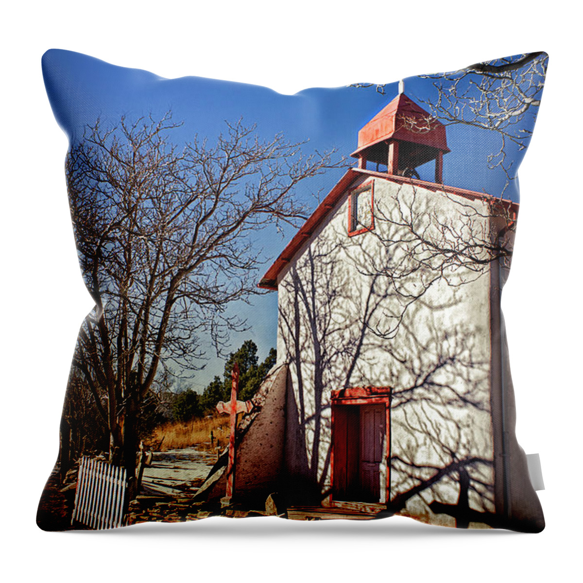 Church Throw Pillow featuring the photograph Nuestra Senora de la Luz at Canoncito by Priscilla Burgers