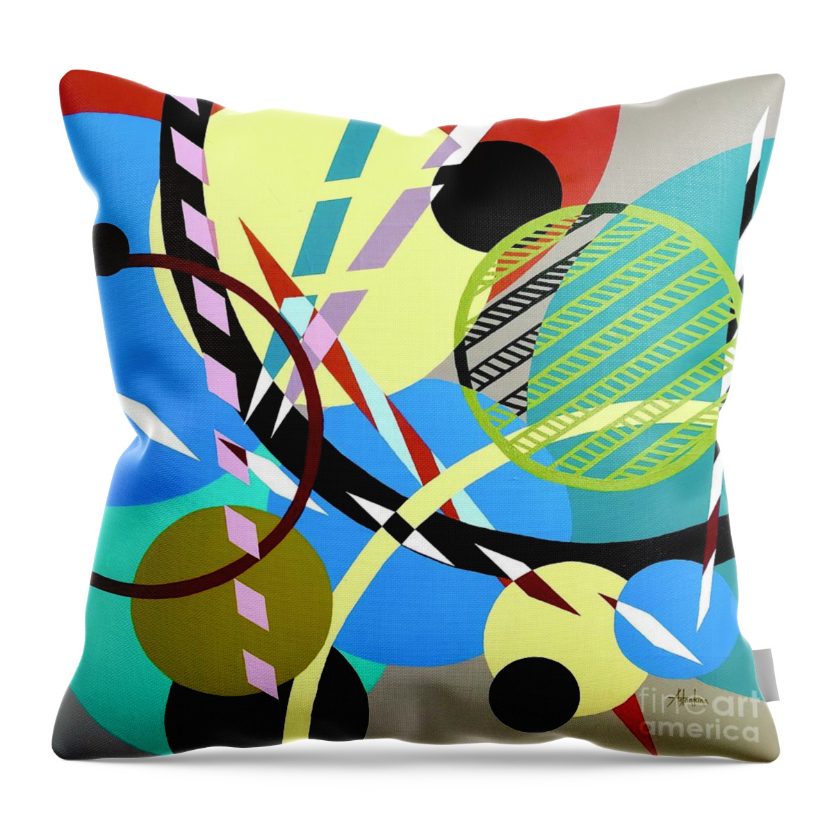 Kandinsky Throw Pillow featuring the painting Composition #21 by Natalia Astankina