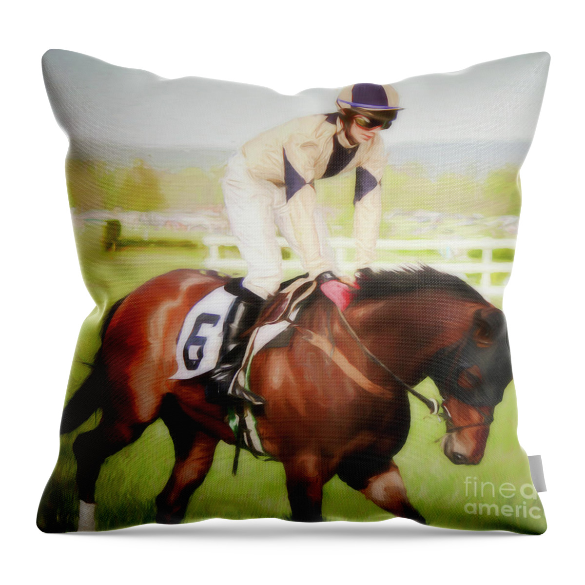 Steeplechase Throw Pillow featuring the photograph Number 6 by Ola Allen