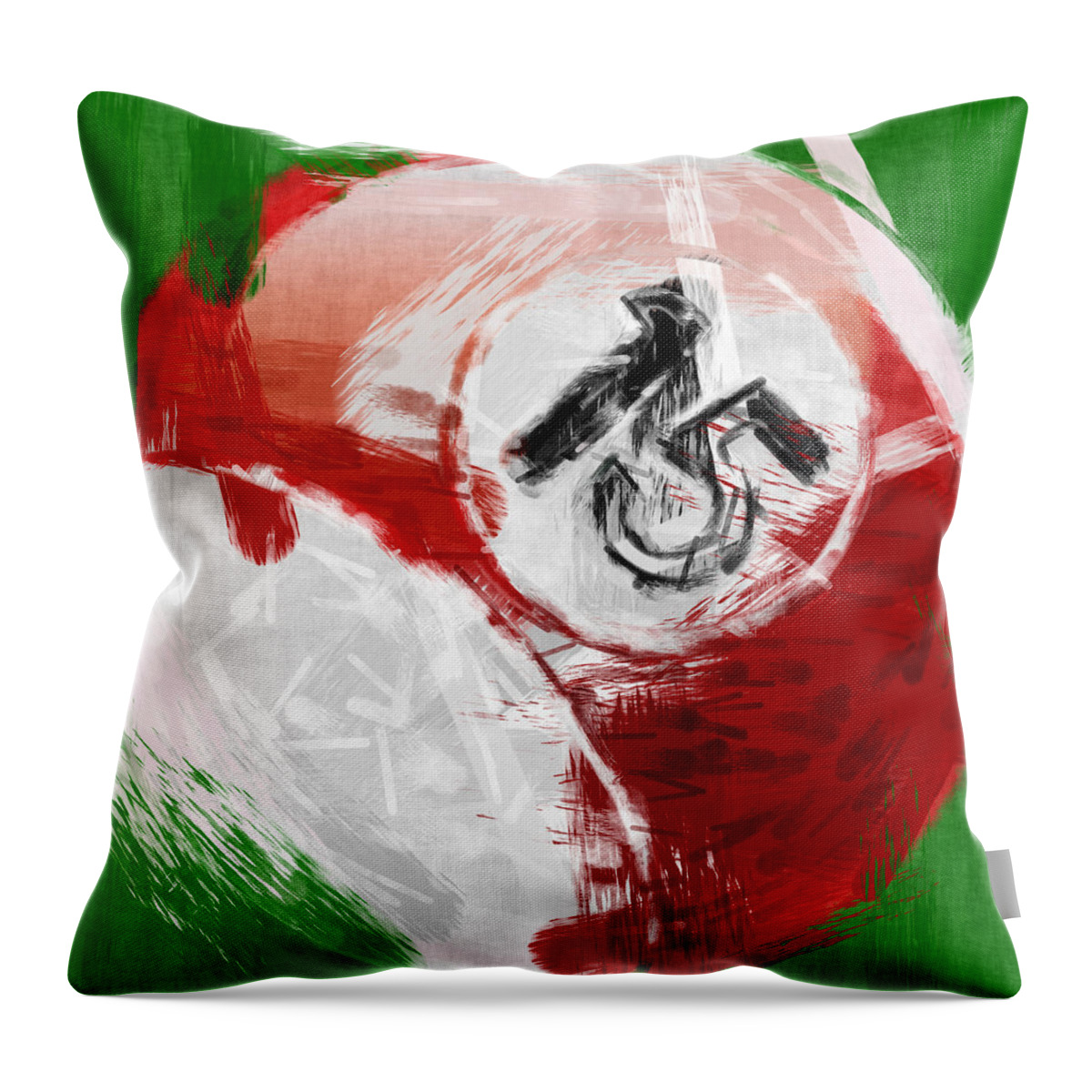15 Throw Pillow featuring the photograph Number Fifteen Billiards Ball Abstract by David G Paul