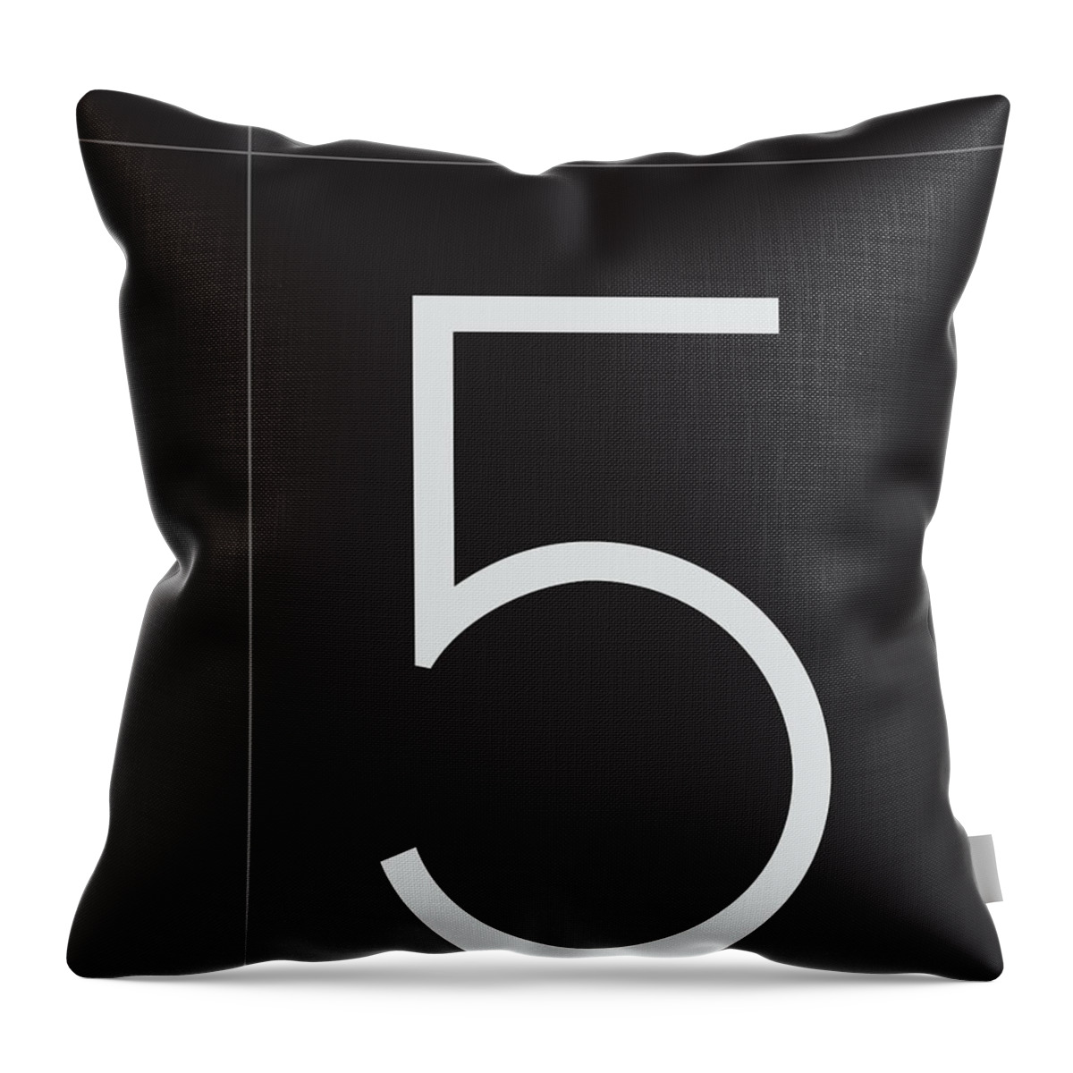 Five Throw Pillow featuring the mixed media Number Five Minimalist Print by Studio Grafiikka