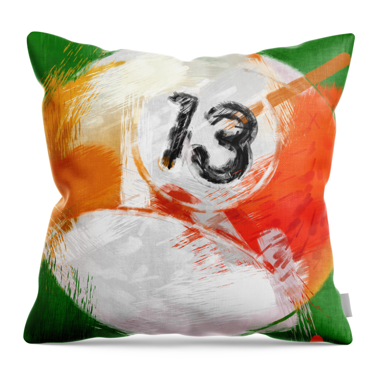 13 Throw Pillow featuring the photograph Number Thirteen Billiards Ball Abstract by David G Paul