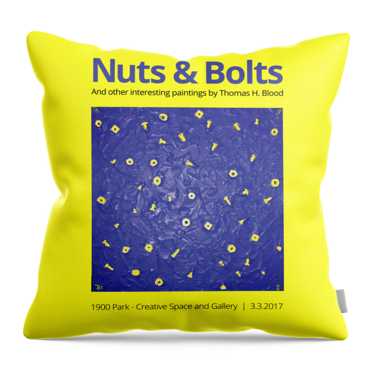 Nuts & Bolts Tshirt Throw Pillow featuring the painting Nuts and Bolts t-shirt by Thomas Blood