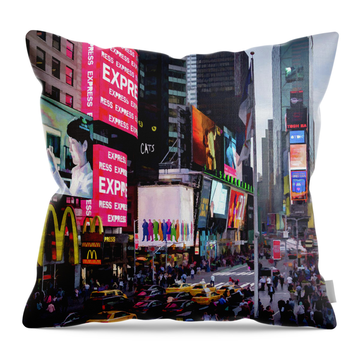 New York Throw Pillow featuring the digital art NY State of Mind by Ronald Bolokofsky