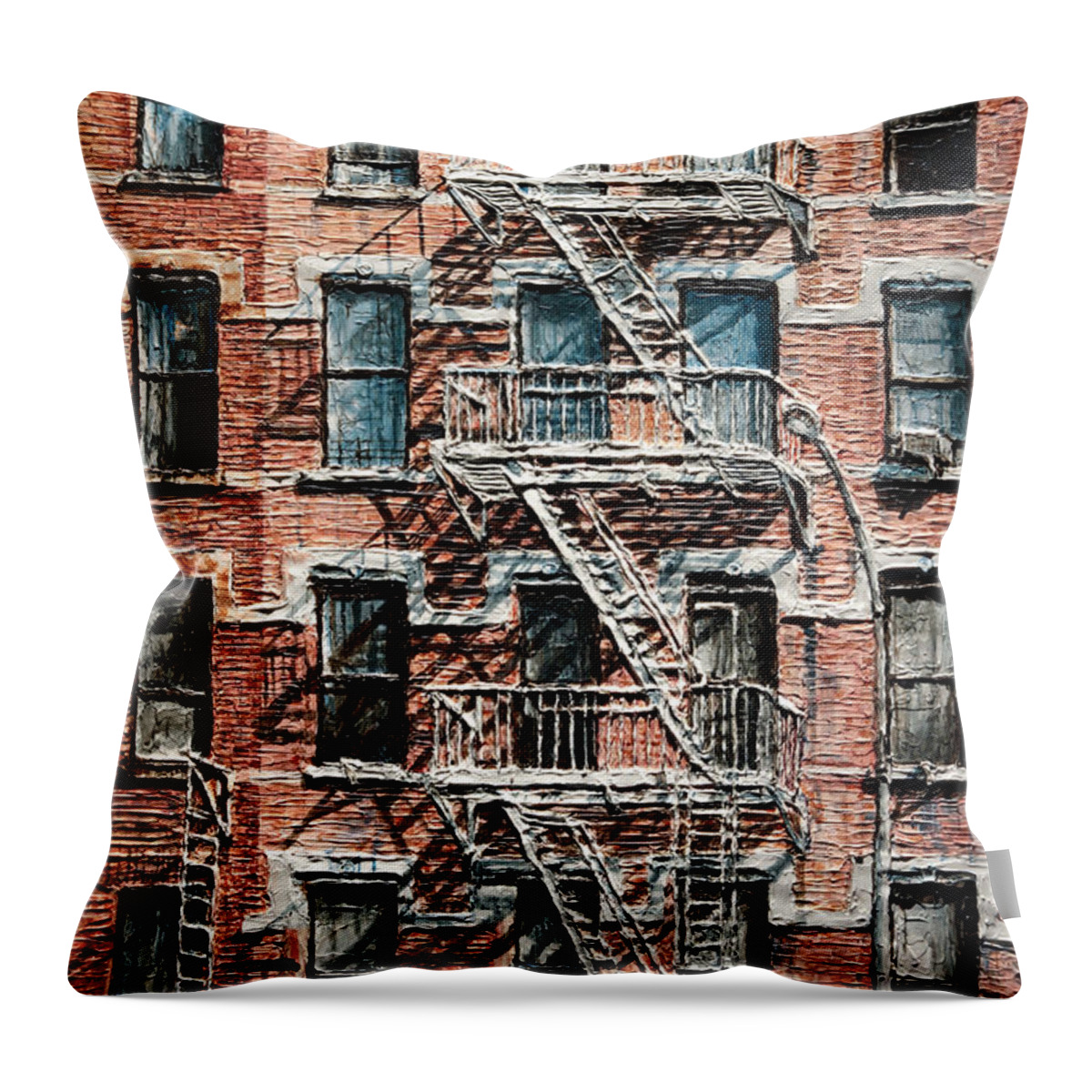 Nyc Throw Pillow featuring the painting N Y C Apartment On 9th Ave by Joey Agbayani