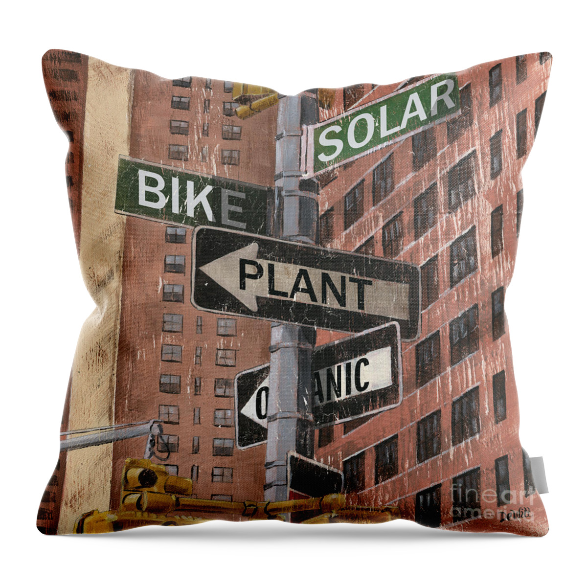 Vintage Throw Pillow featuring the painting NYC Broadway 2 by Debbie DeWitt