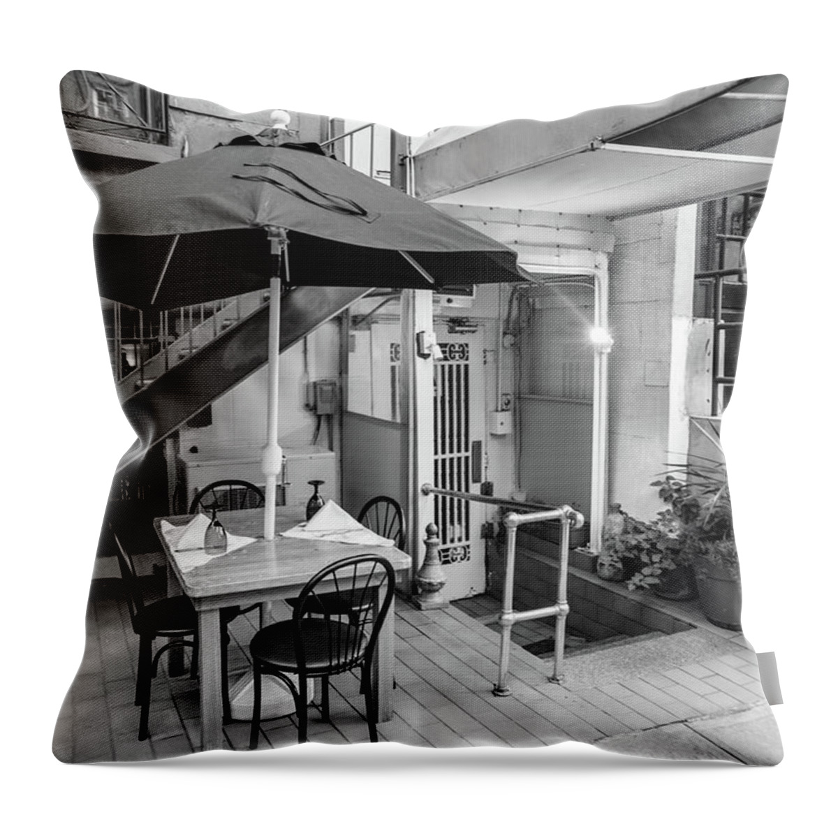 B&w Throw Pillow featuring the photograph NYC Store Front by John McGraw