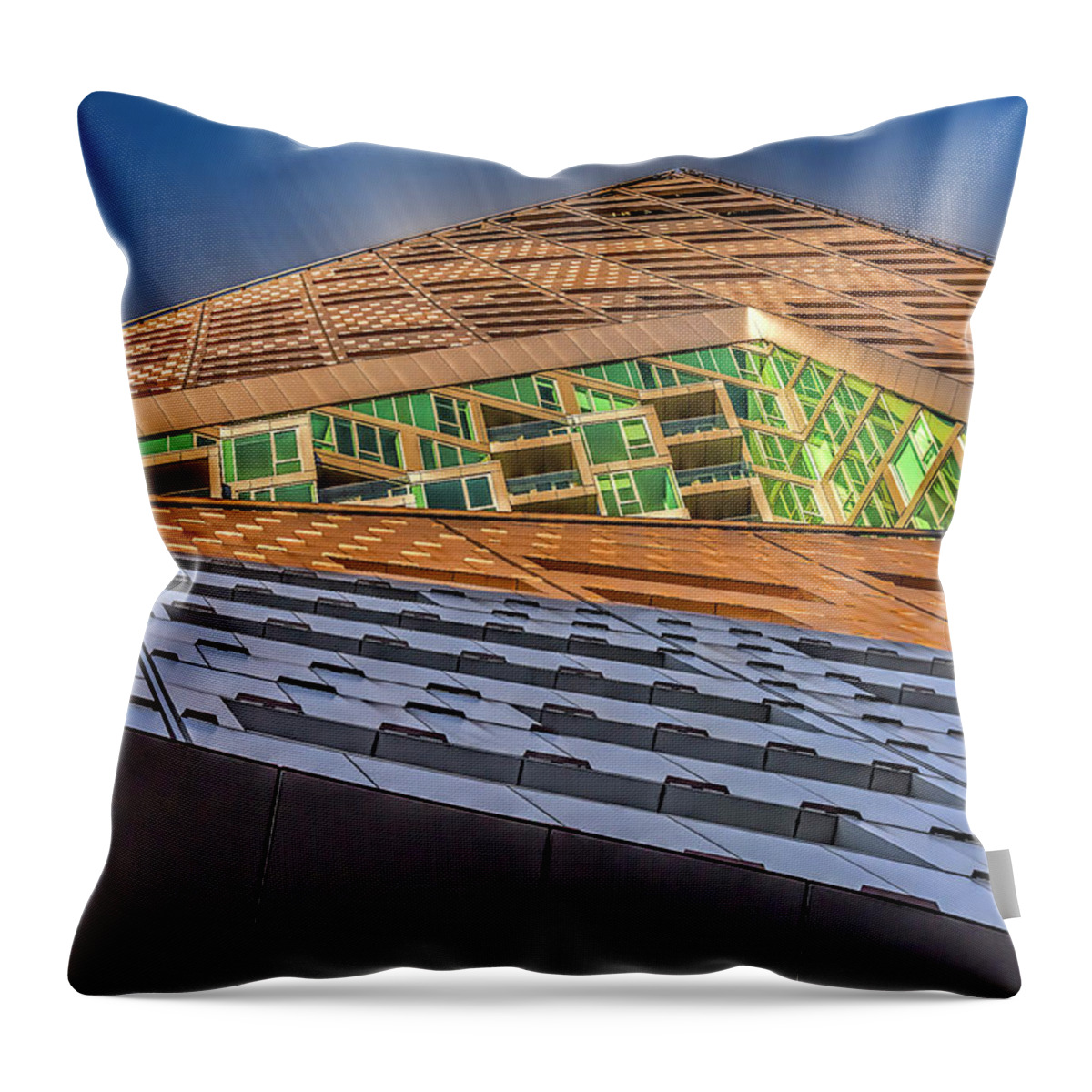 Via 57 West Throw Pillow featuring the photograph NYC West 57 ST Pyramid by Susan Candelario