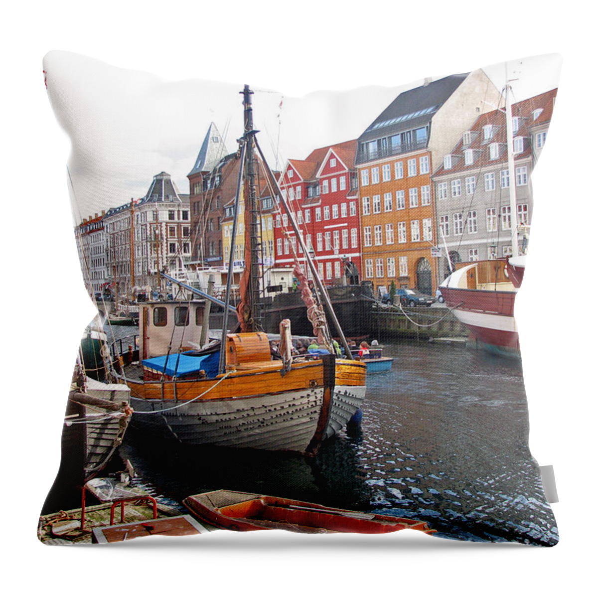 Nyhavn Throw Pillow featuring the photograph Nyhaven by Csilla Florida