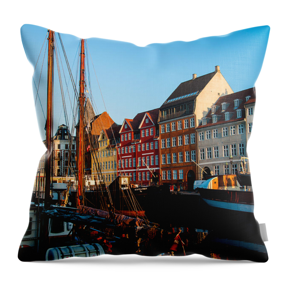 Boats Throw Pillow featuring the photograph Nyhavn Harbour by Gareth Leddy
