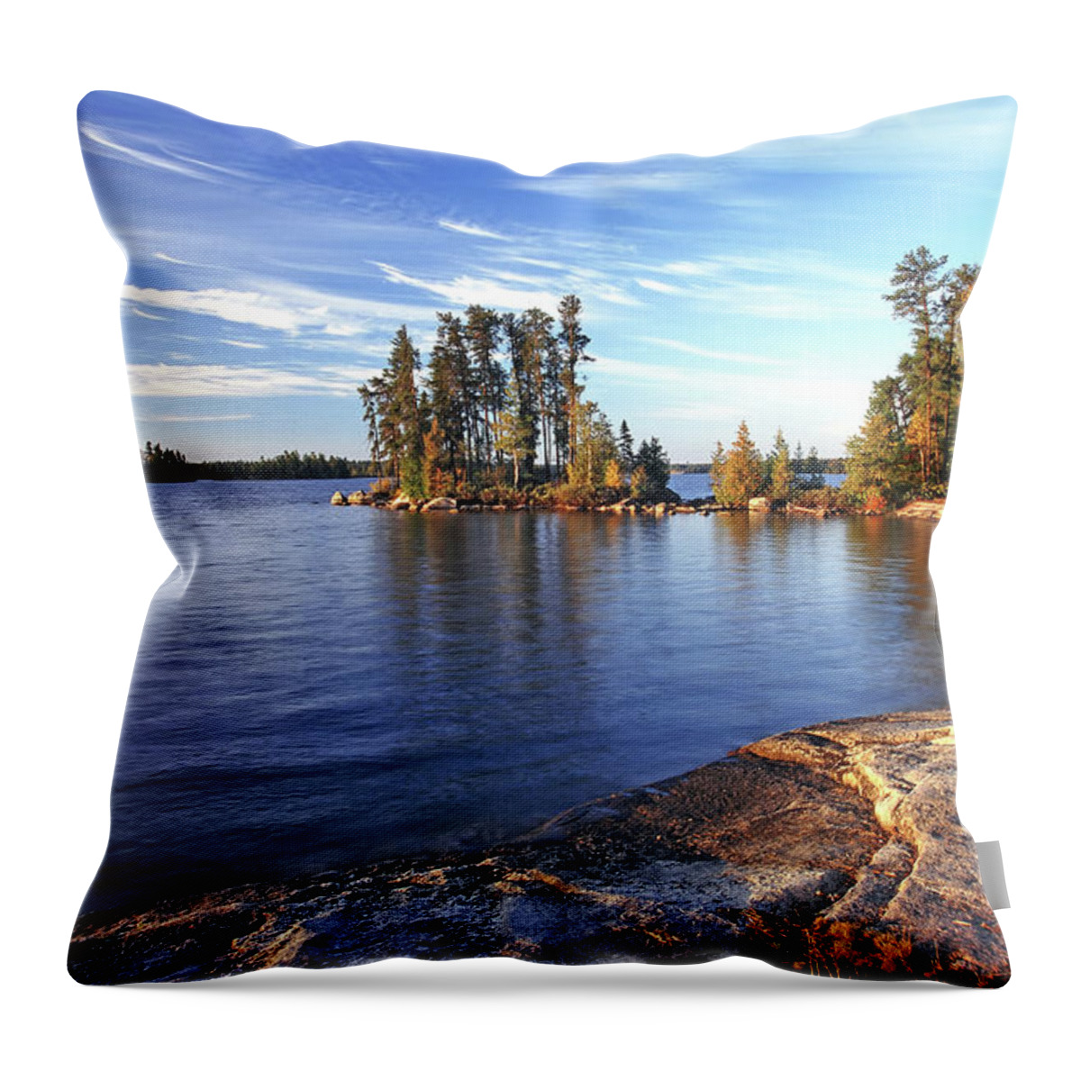 Autumn Colors Throw Pillow featuring the photograph Nym Lake Landing by Bill Morgenstern