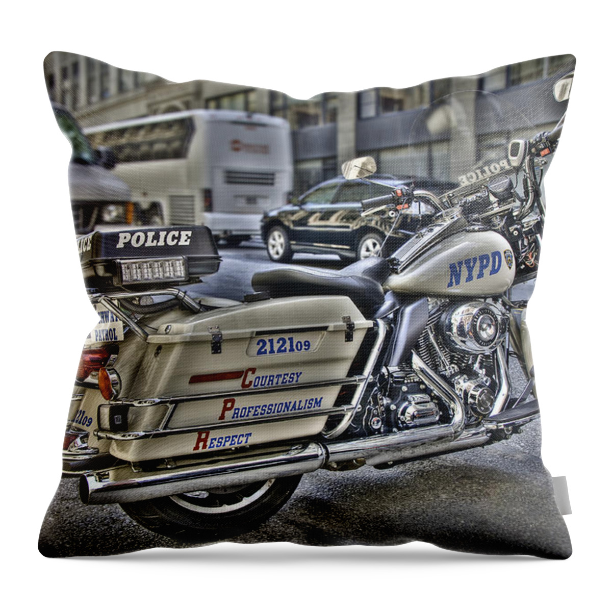 Davidson Throw Pillow featuring the photograph NYPD Highway Patrol by Andreas Freund