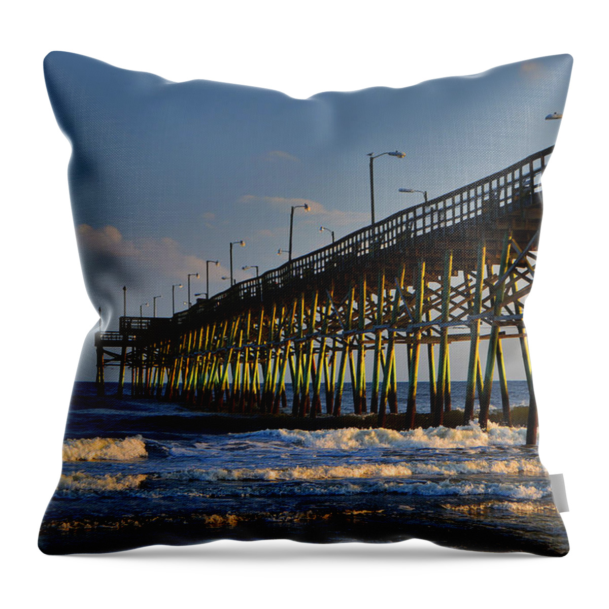 Pier Throw Pillow featuring the photograph Oak Island Pier 2015 by Amy Lucid