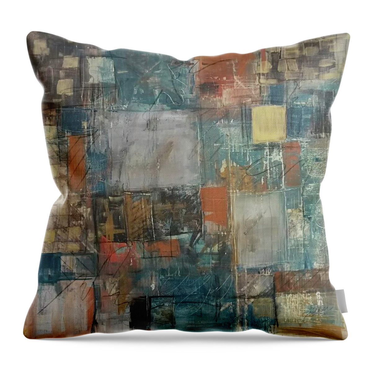 Abstract Throw Pillow featuring the painting Oasis by Terri Einer