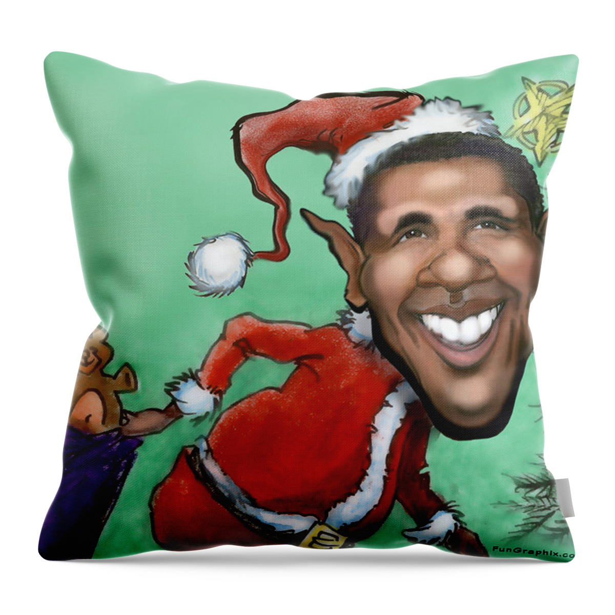 Santa Throw Pillow featuring the digital art Obama Christmas by Kevin Middleton