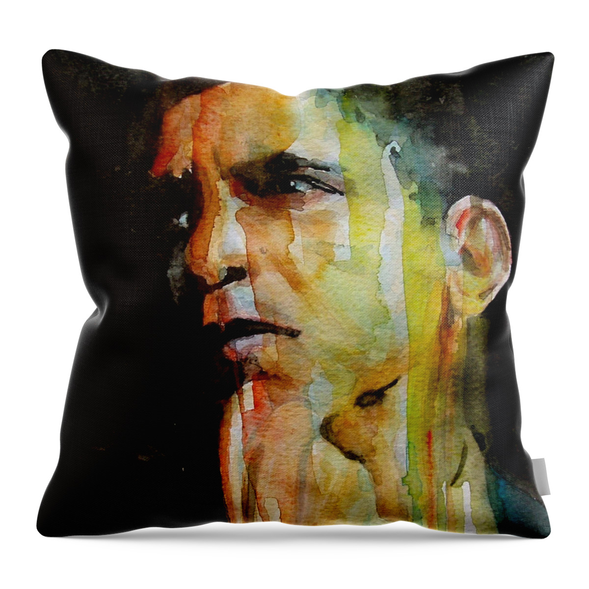 Barack Obama Throw Pillow featuring the painting Obama by Paul Lovering