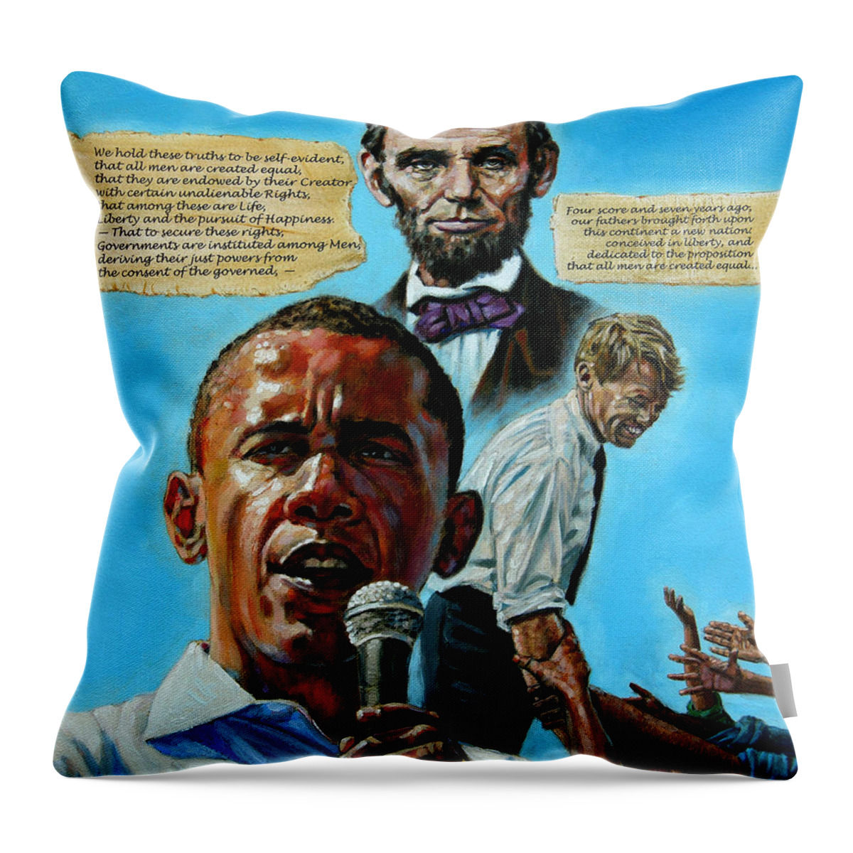 Obama Throw Pillow featuring the painting Obamas Heritage by John Lautermilch